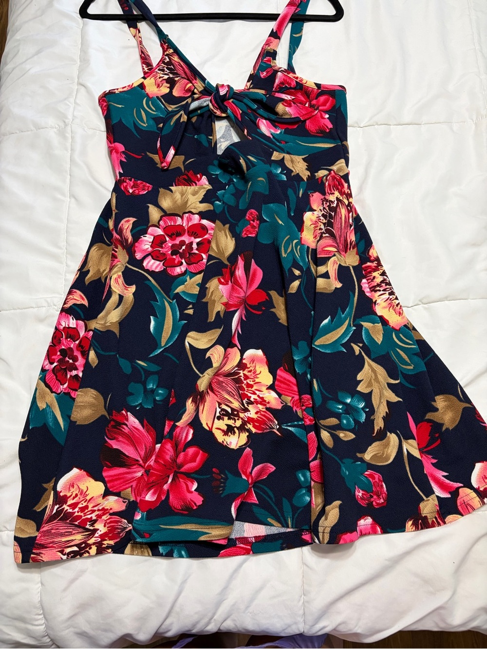 SHEIN Navy and Pink Floral Top